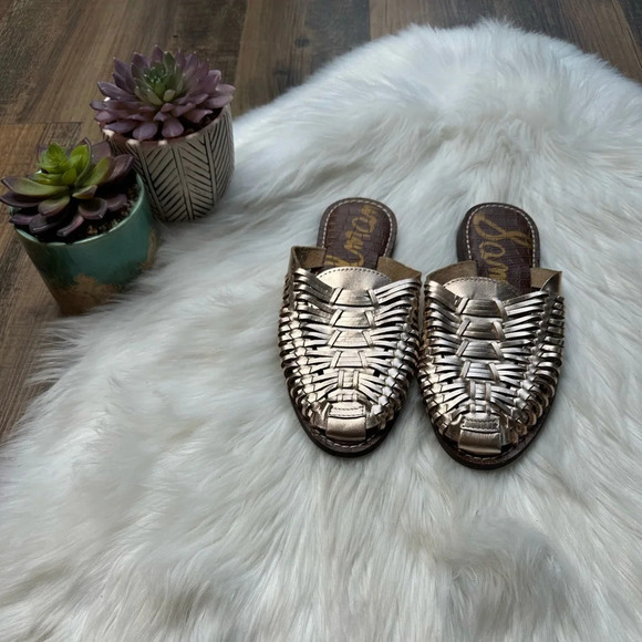 Sam Edelman Keelyn Leather Mules Blush Gold - Picture 2 of 5